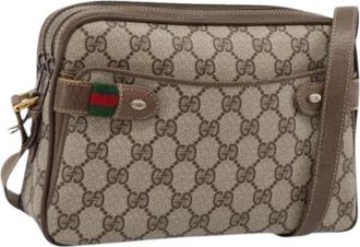Gucci Pre-owned Vintage GG Canvas Shoulder Bag - Dames - Vintage Schoudertas - Bruin - ONE Size - Leer - Vintage