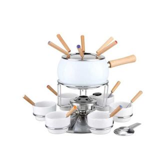 EVA Fonduta Esmaltada Blanca Brillante Set De 23 Piezas Eva