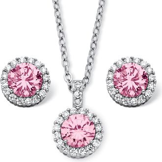 Palm Beach Jewelry 4.30 TCW Birthstone CZ Silvertone Jewelry Set