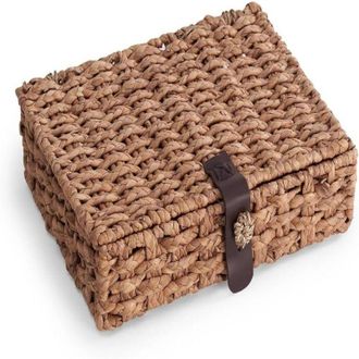 OEM Caja De Almacenamiento Decorativa De Rat&aacute;n Con Tapa, Cesta Tejida De Jacinto De Agua De Gran Tama&ntilde;o, Color Marr&oacute;n, 372812,5 Cm