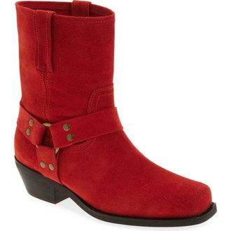 Jeffrey Campbell Waylon Harness Boot in Red Suede at Nordstrom Rack, Size 6.5