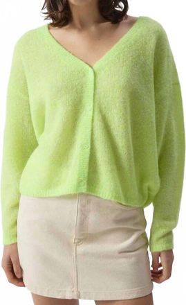 American Vintage Nuggy V-Neck Cardigan In Citronnade Fluo Chine