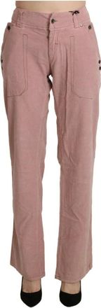 Ermanno Scervino High Waist Straight Trouser - Dames - Straight fit broeken - Roze - M - Katoen - Broeken
