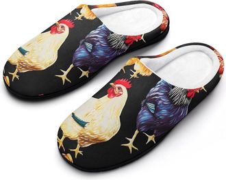 Generic Chicken Colorful Cotton Slippers for Women Indoor Outdoor Slipper Slip-On Memory Foam Home Shoes