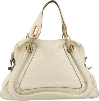 Chlo&eacute; Paraty Top Handle Leather White Leather Handbag (Pre-Owned)