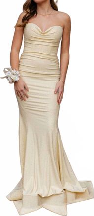 La Femme Stunning Rhinestone Prom Dress In Pale Yellow