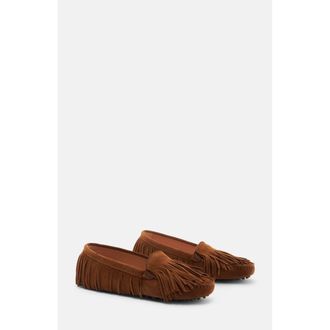 Scarosso Maya Driving Shoes in Brown - Suede at Nordstrom, Size 39.5