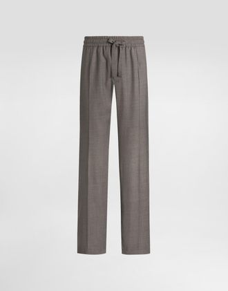 Dolce & Gabbana Birds Eye Wool Jogging Trousers - Man Pants And Shorts Multicolor 46