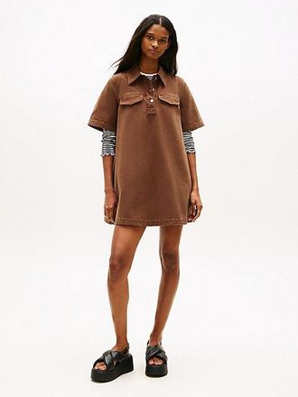 Tommy Hilfiger Washed Canvas Mini Short Sleeve Shirt Dress