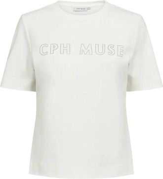 Copenhagen Muse Muse Tee - Dames - Tops - Beige - Maat: L Katoen