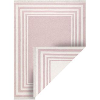 RugsX Rugsx - Carpet twin 22990 Frame, cotton, double-sided, Ecological fringes - pink / cream pink 100x200 cm