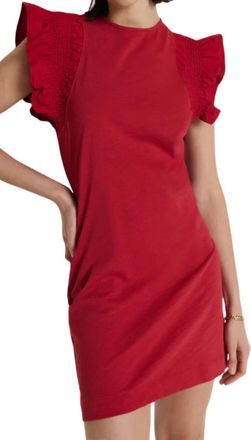Nation Ltd Ellis Ruffle Sleeve Dress In Rio Red