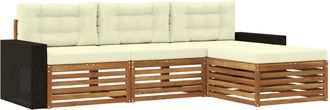 vidaXL Conjunto De Sof&aacute;s De Exterior 4 Uds. Natural Y Crema Poli&eacute;ster Vidaxl
