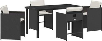 vidaXL Garden Dining Set 5 pcs Black Poly Rattan Vidaxl