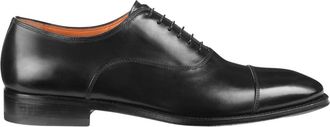 Santoni Elegante Oxford Veterschoenen - Heren - Nette schoenen - Zwart - 44 EU - Leer - Schoenen