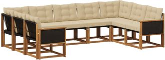 vidaXL Conjunto De Sof&aacute;s De Exterior 9 Uds. Natural Y Beige Vidaxl