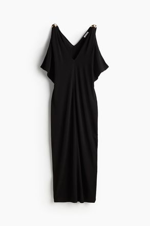H&M Kleid mit V-Ausschnitt - Schwarz