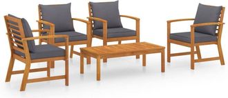 vidaXL Muebles De Jard&iacute;n 5 Piezas Cojines Madera Maciza De Acacia Vidaxl