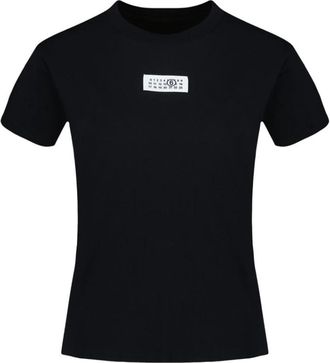 Maison Margiela Numeric Cotton Jersey T-shirt - Dames - T-shirts - Zwart - M - Katoen - Tops