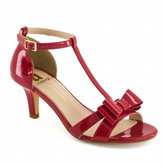 Andrea Womens T-Bar Heeled Sandals In Red