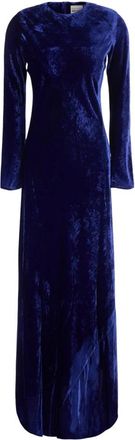 Semicouture Lange jurk met lange mouwen - Dames - Avondkleed - Blauw - S - Kleedjes
