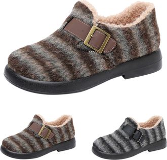 Generic Slip On Loafers for Women Size 6.5 Winter Warm Fur Lined Ankle Booties Suede Comfortable Lightweight Walking Boots Ladies Outdoor Casual Anti-Slip Sho