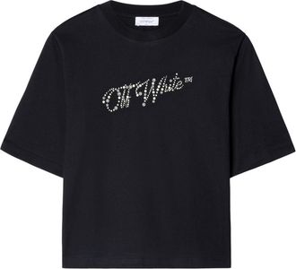 Off-white logo-embellished T-shirt - women - Cotton - S - Black