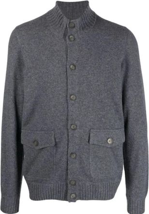 Barba Cardigan met hoge kraag - Heren - Cashmere truien - Grijs - 2XL - Kasjmier - Truien & Vesten