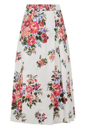 Dolce & Gabbana Womens Long Poplin Skirt, White Cotton
