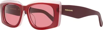 Ferragamo Ferragamo Womens Oversized Rectangular Sunglasses SF1079SLB 614 Burgundy 56mm