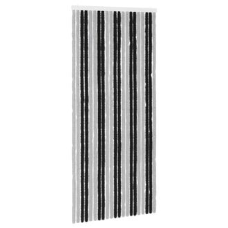 vidaXL Cortina De Insectos De Chenilla Gris Y Negro 90 X 200 Cm Vidaxl