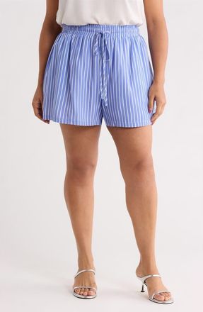 Sugarlips Elise Stripe Taliya Drawstring Shorts in Blue-White at Nordstrom, Size 1 X