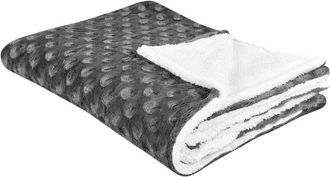 Beliani Beliani - Manta De Poli&eacute;ster Gris Oscuro Blanco 150 X 200 Cm Colcha Cubrecama Kandilli