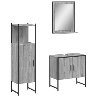 Berkfield Home 3 Piece Bathroom Cabinet Set Grey Sonoma Engineered Wood