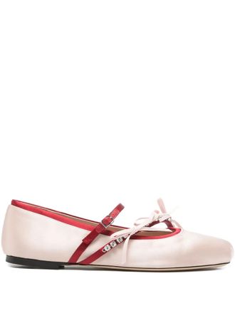 Jimmy Choo London Loli satin bows ballerina flats - Neutrals