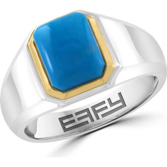 Effy Mens Sterling Silver & 14K Gold Turquoise Cabochon Ring in Blue at Nordstrom Rack, Size 10