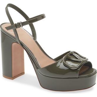 Valentino Garavani VLOGO Signature Platform Sandal in Military Green at Nordstrom, Size 10.5Us