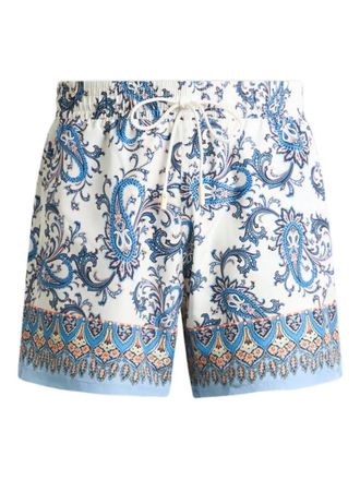 Etro Leafy Paisley Print Swim Shorts - White