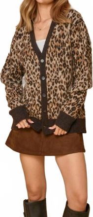 Dress Forum Wild Ambition Button Down Cardigan Top In Leopard Espresso
