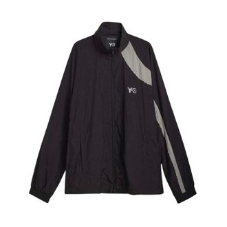 Yohji Yamamoto Light Jackets, male, Black, Size: S Raw Edge 3 Stripes Nylon Shell Jacket