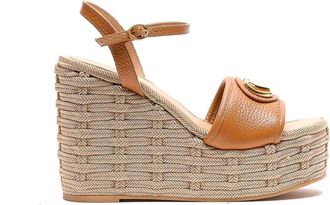 Valentino Garavani Almond Beige Vlogo Signature Wedge Sandals