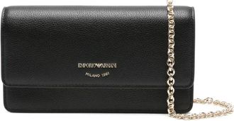 Emporio Armani Mini Tas in Getrommeld Leer - Dames - Schoudertassen - Zwart - ONE Size - Leer - Tassen