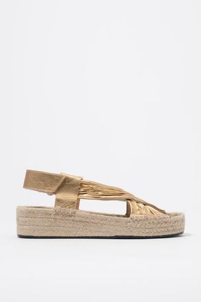 Bimba & Lola Leather Jute Wedge Sandal in Gold at Nordstrom, Size 38