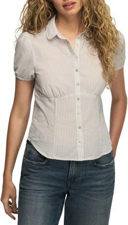 Lucky Brand Puff Sleeve Shirt in Blue Stripe at Nordstrom, Size Xx-Large