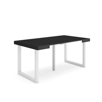 Skraut Home Skraut Home - Mesa Consola Extensible, Mesa Comedor Plegable, 160, Para 8 Comensales, Patas Madera Maciza, Estilo Moderno, Negro