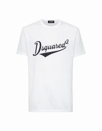Dsquared2 Mens College Branding Cool Fit Tee White - Size: 40