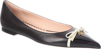 Valentino Vlogo Leather Ballerina Flat