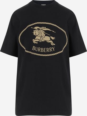 Burberry Black Crewneck Printed Logo T-Shirt