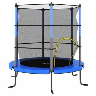vidaXL Cama El&aacute;stica Con Red De Seguridad Redonda Azul 140x160 Cm Vidaxl