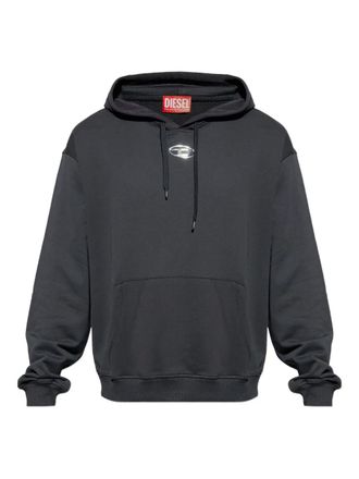 Diesel S-Norm logo-plaque hoodie - men - Cotton - M - Black